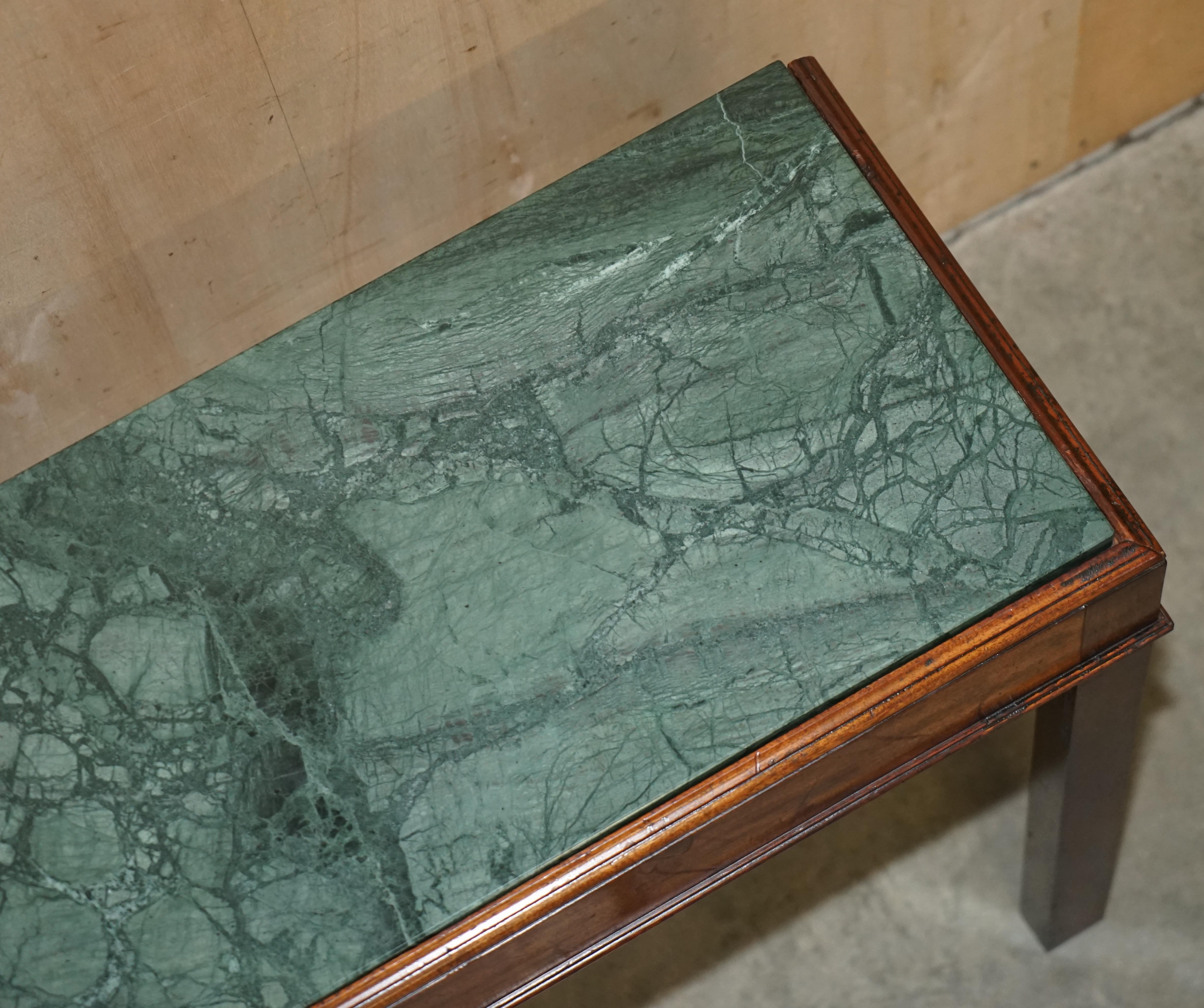 Antique 19th Century Thomas Chippendale Style Green Marble Top Console Table 5