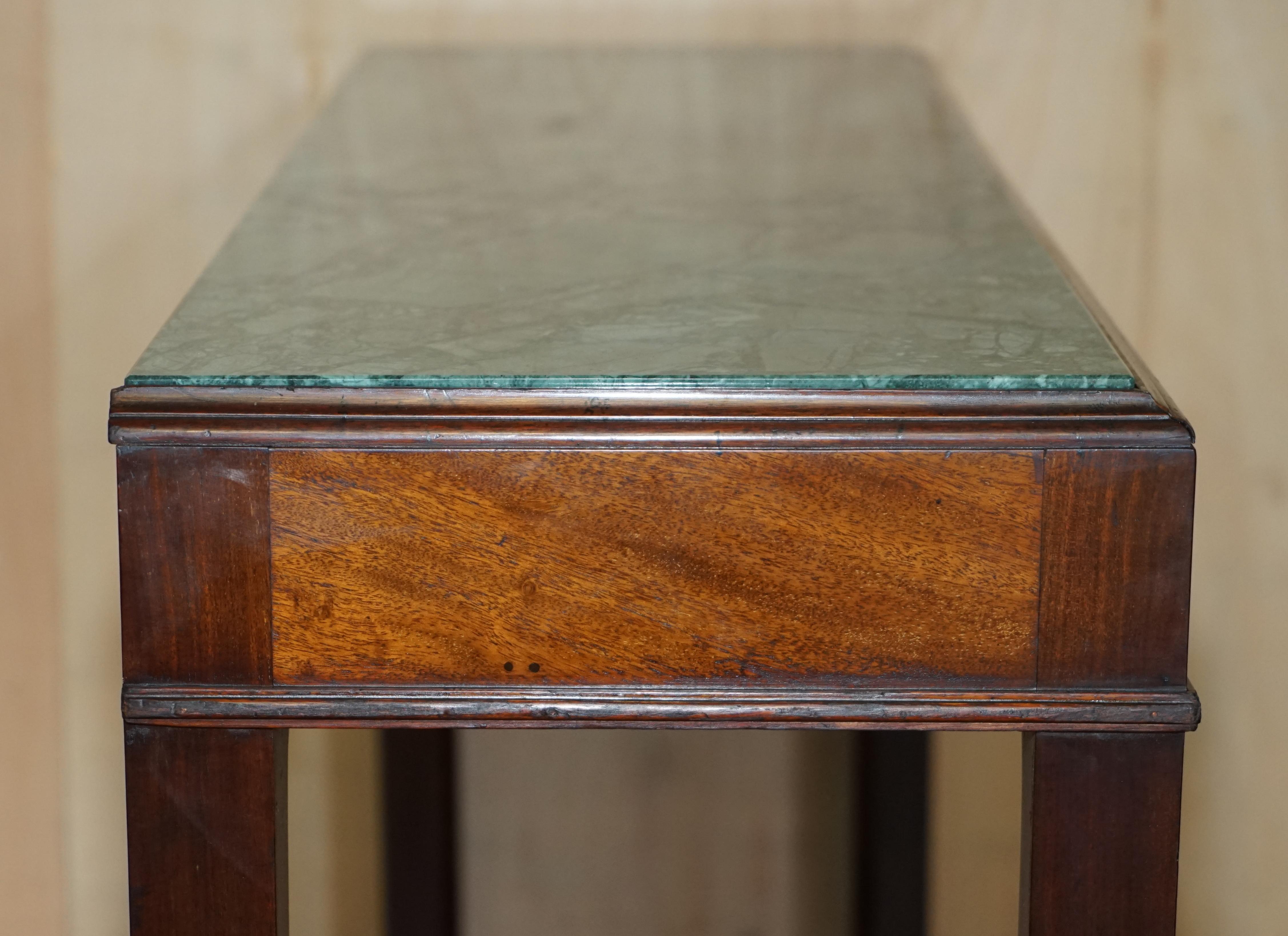 Antique 19th Century Thomas Chippendale Style Green Marble Top Console Table 6