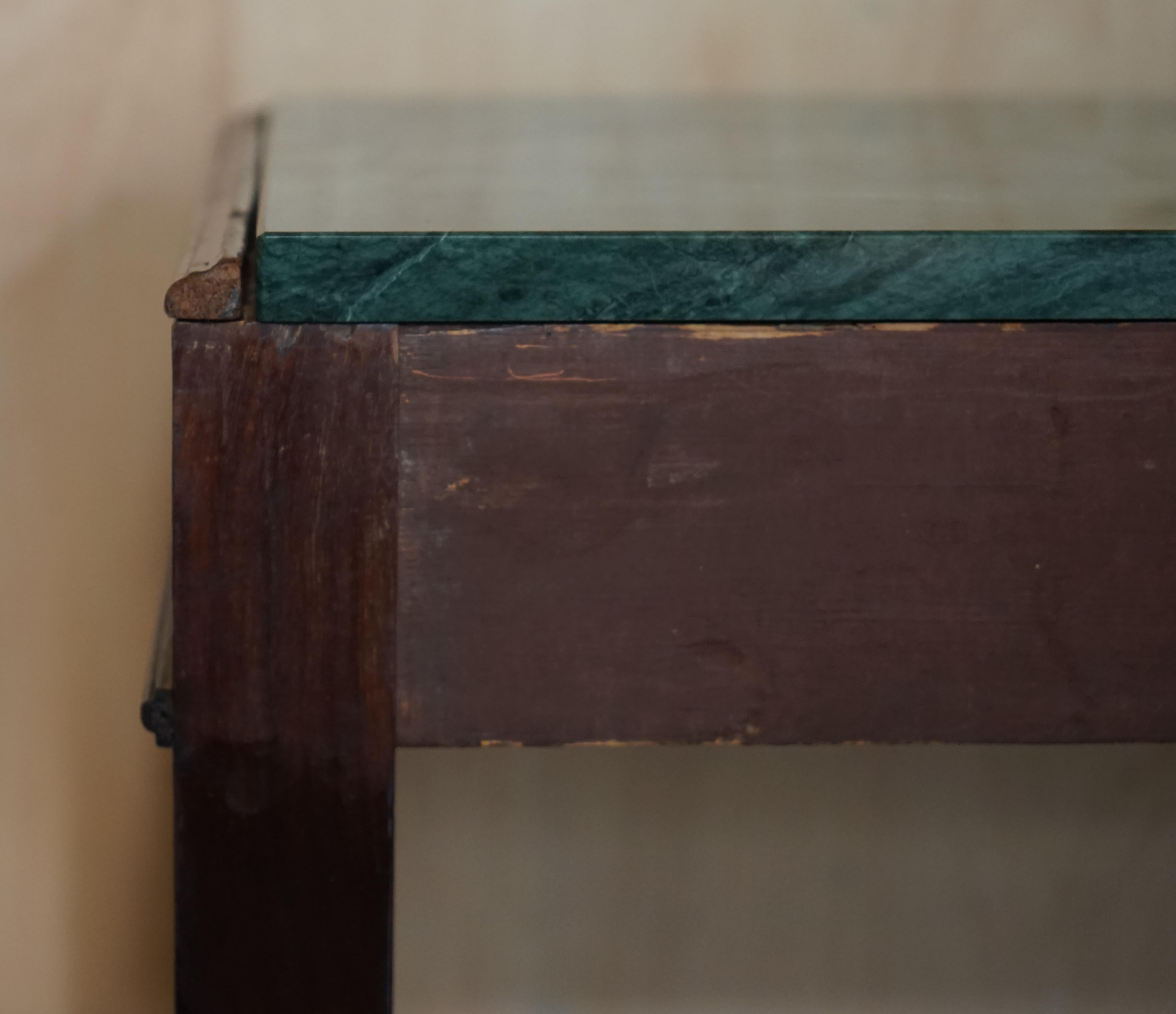 Antique 19th Century Thomas Chippendale Style Green Marble Top Console Table 8