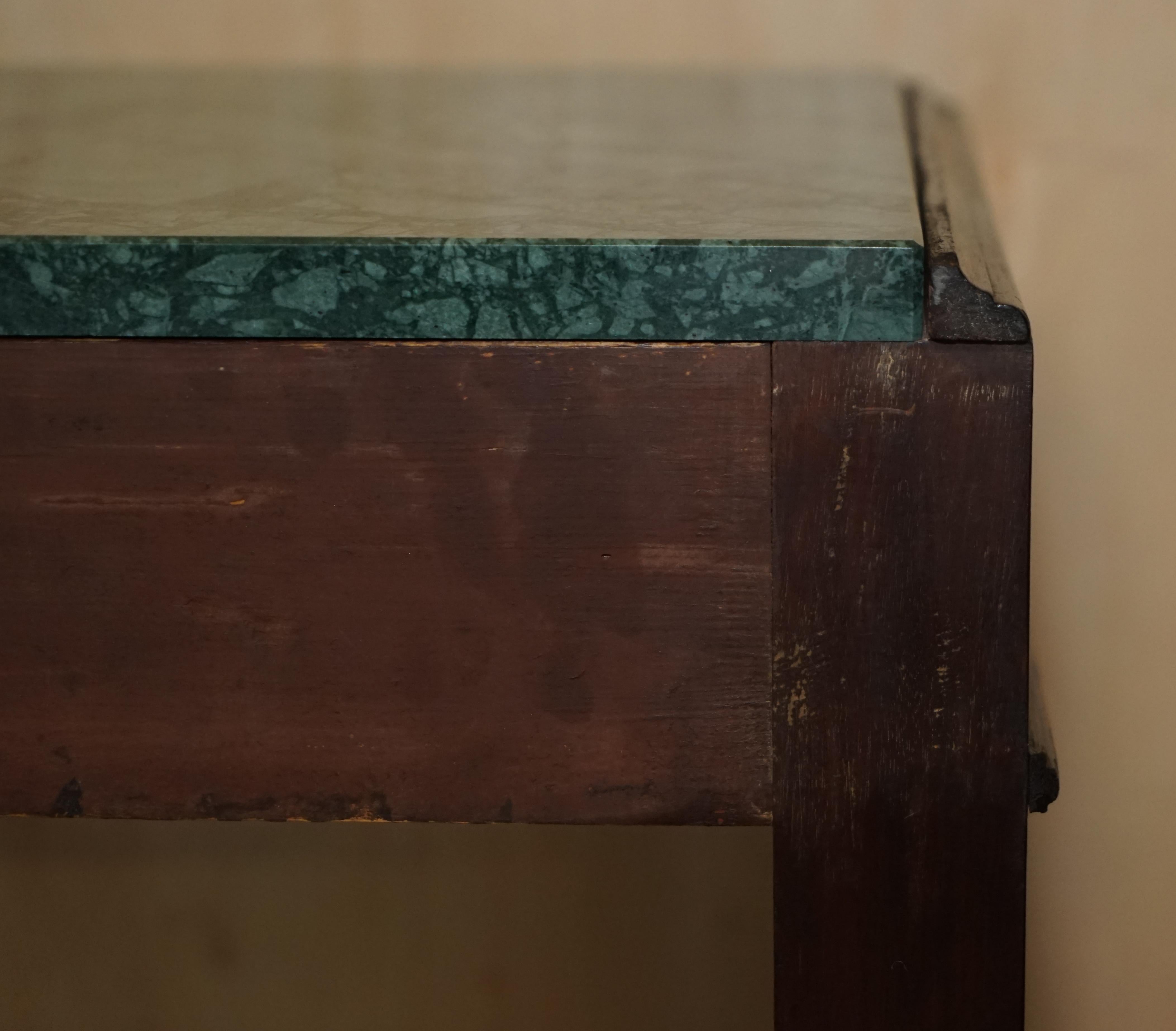 Antique 19th Century Thomas Chippendale Style Green Marble Top Console Table 9