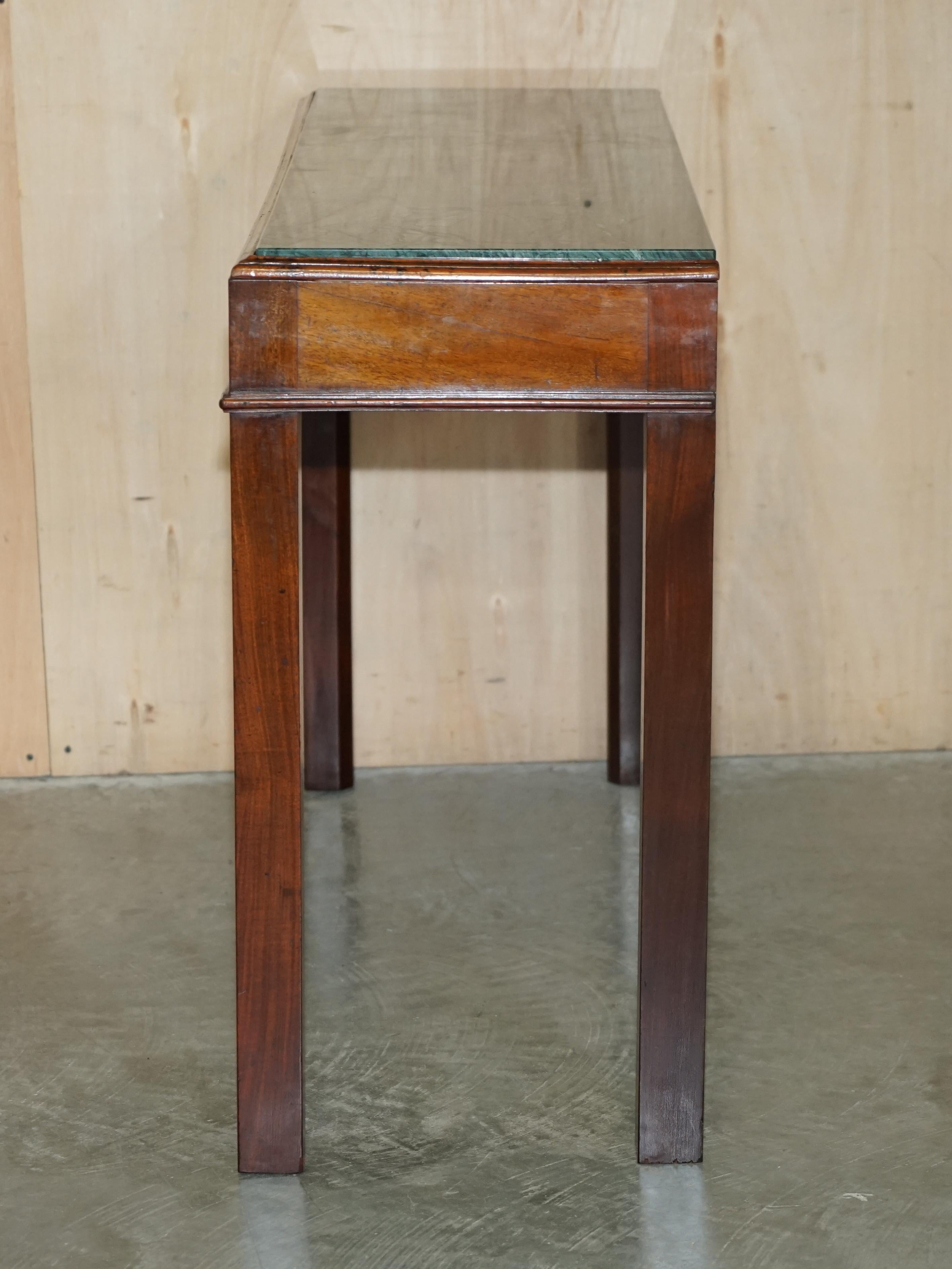 Antique 19th Century Thomas Chippendale Style Green Marble Top Console Table 10