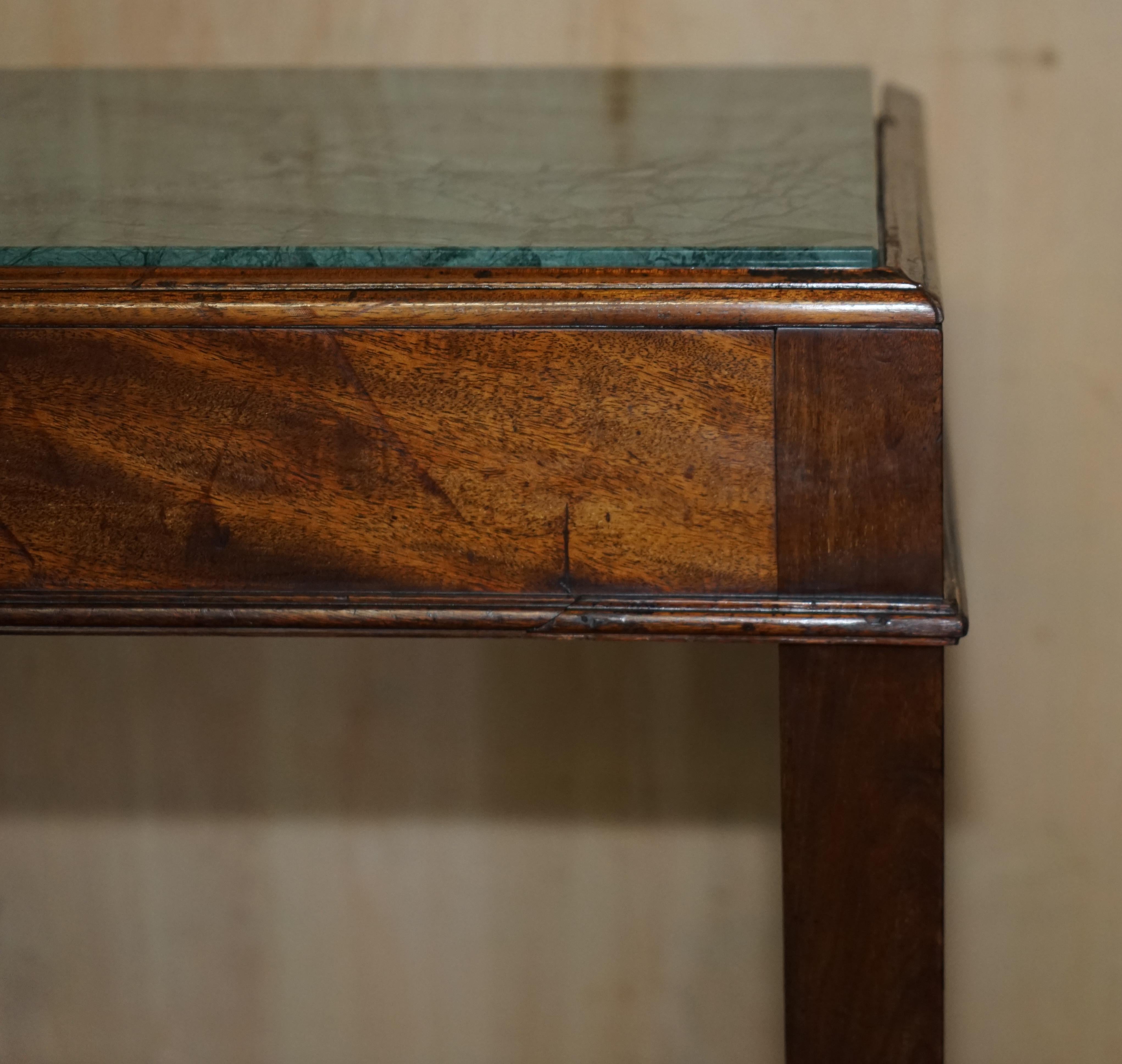 Mid-19th Century Antique 19th Century Thomas Chippendale Style Green Marble Top Console Table