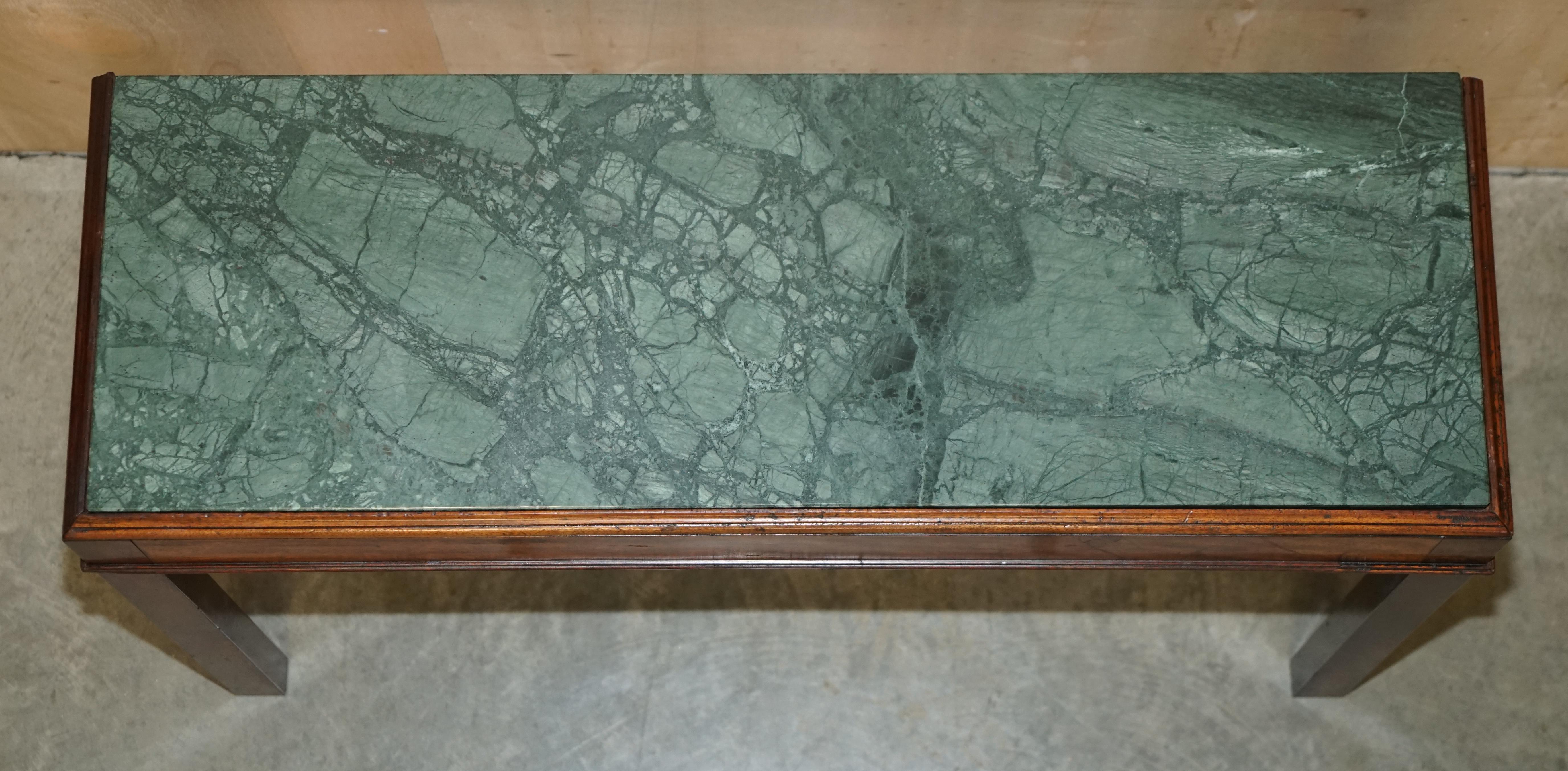 Antique 19th Century Thomas Chippendale Style Green Marble Top Console Table 2