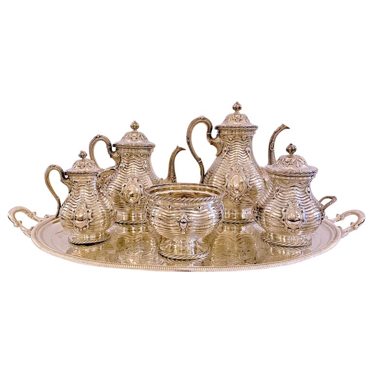 Antique 19th Century "Tiffany & Co" 6 Piece Sterling Silver Tea & Coffee Service For Sale