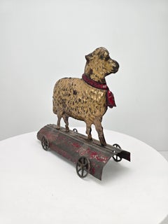 Antique 19th Century Tin Sheep Pull Toy Object