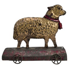 Antique 19th Century Tin Sheep Pull Toy Object
