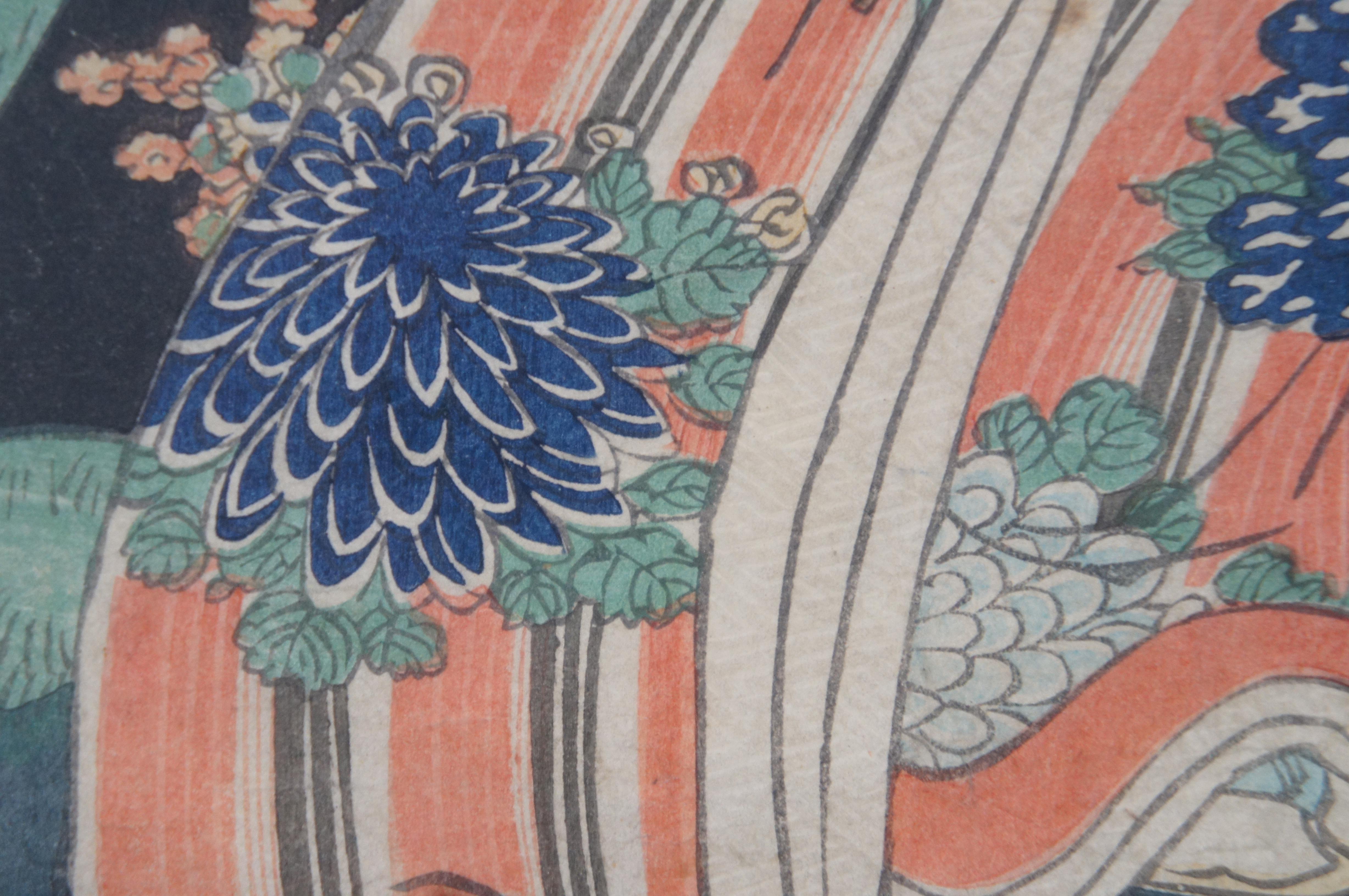 Antique 19th Century Toyohara Kunichika Japanese Edo Woodblock Print 7