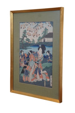 Antique 19th Century Toyohara Kunichika Japanese Edo Woodblock Print