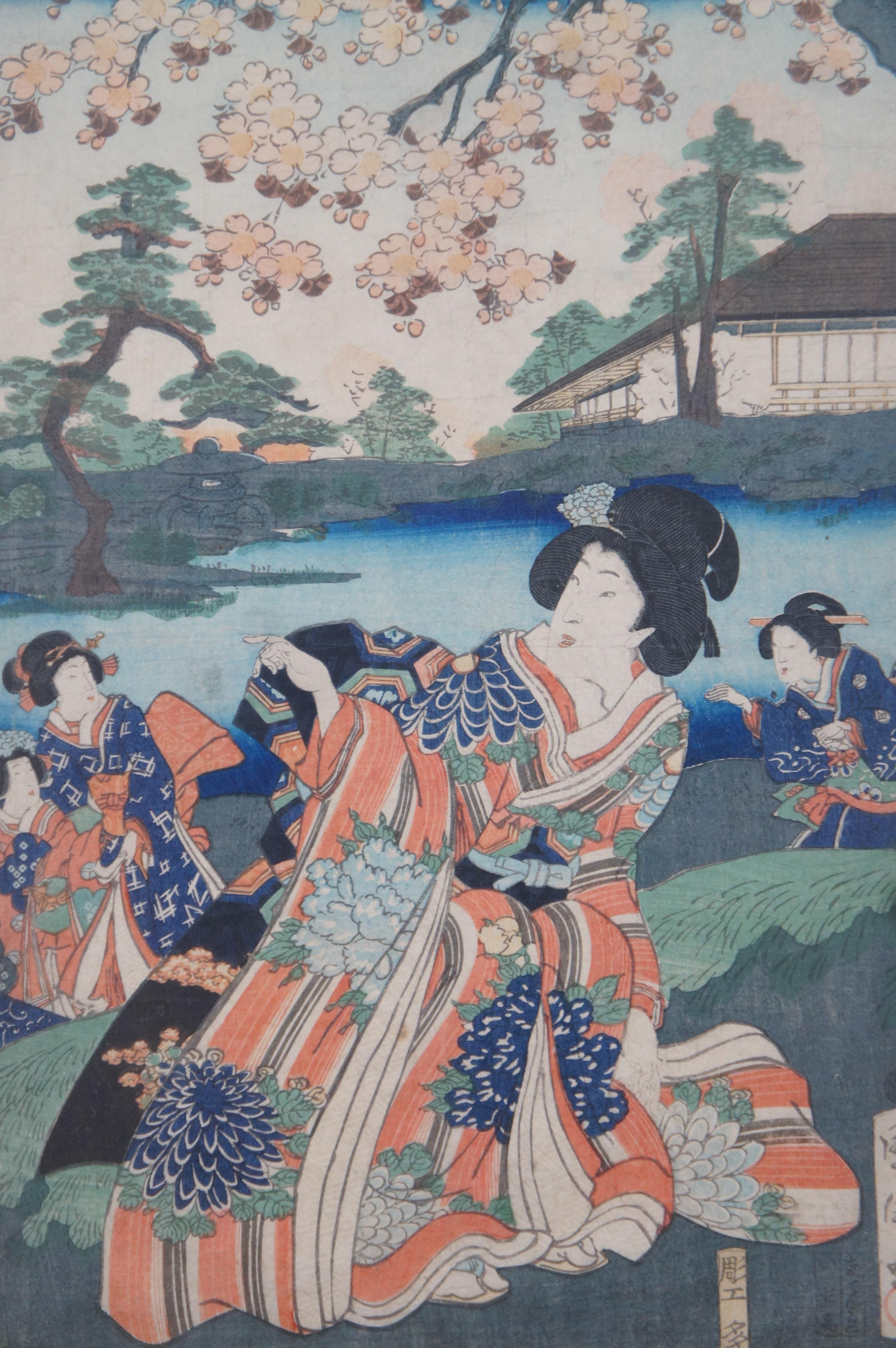 Antique 19th Century Toyohara Kunichika Japanese Edo Woodblock Print 2