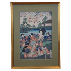 Antique 19th Century Toyohara Kunichika Japanese Edo Woodblock Print