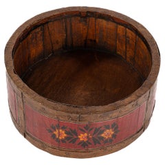 Bol à conteneur hollandais traditionnel du 19ème siècle peint à la main pour mesure du grain