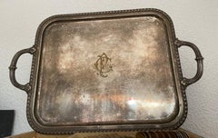Antique 19th Century Tray in Solid Silver Gilt, France, 1870's