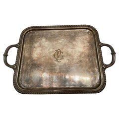 Antique 19th Century Tray in Solid Silver Gilt, France, 1870's