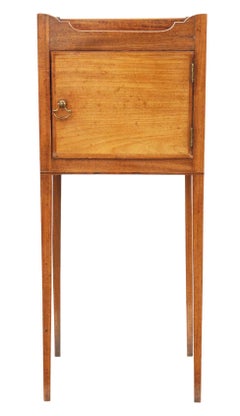 Antique 19th Century Tray Top Nightstand Washstand Bedside Mahogany  Table