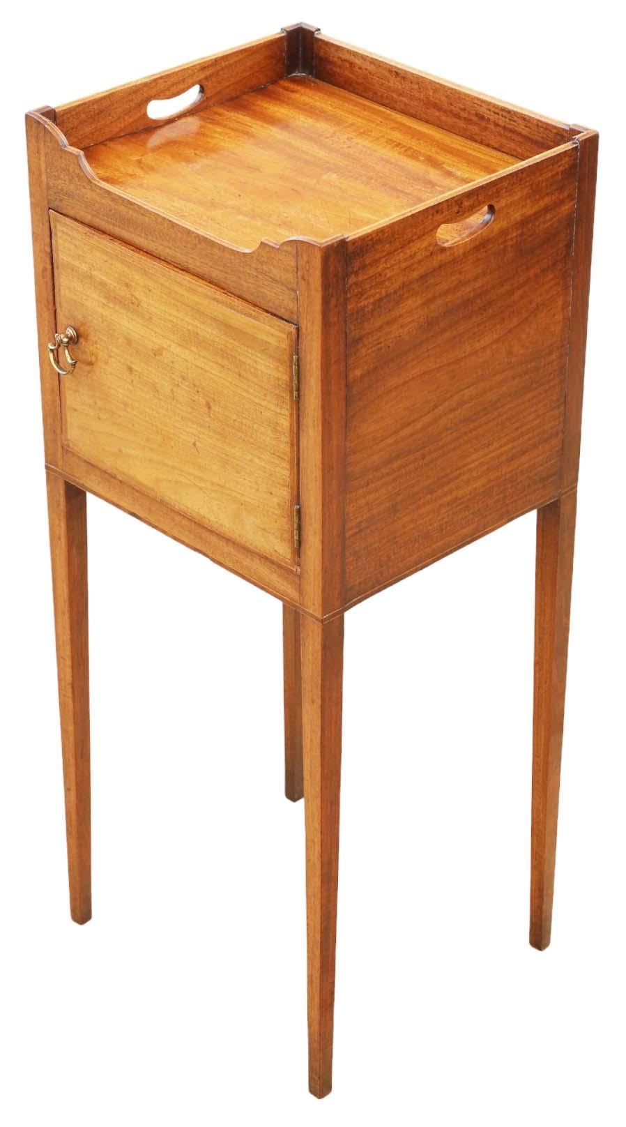 Antique 19th Century Tray Top Nightstand Washstand Bedside Mahogany  Table For Sale 2