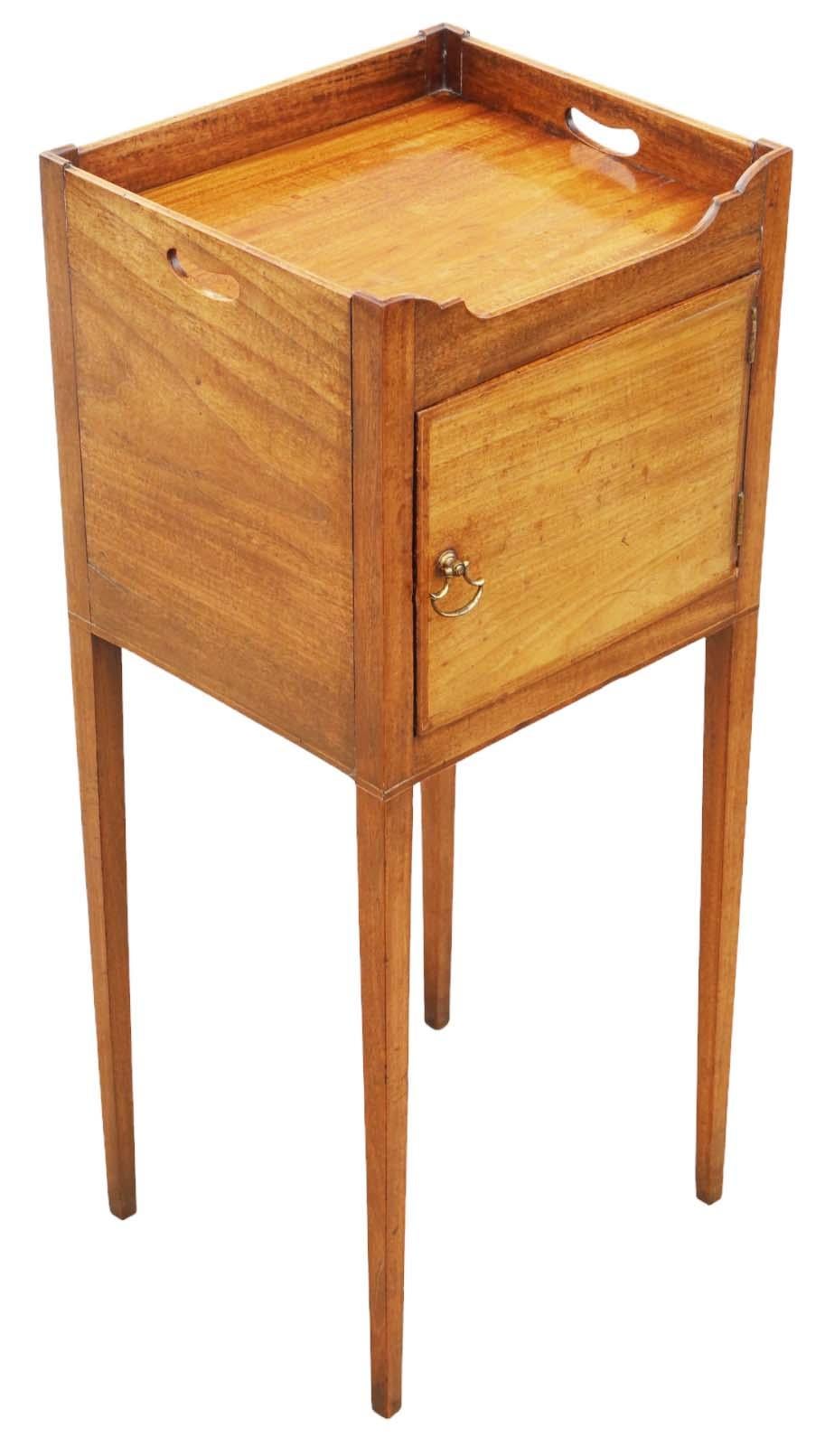 Antique 19th Century Tray Top Nightstand Washstand Bedside Mahogany  Table For Sale 3
