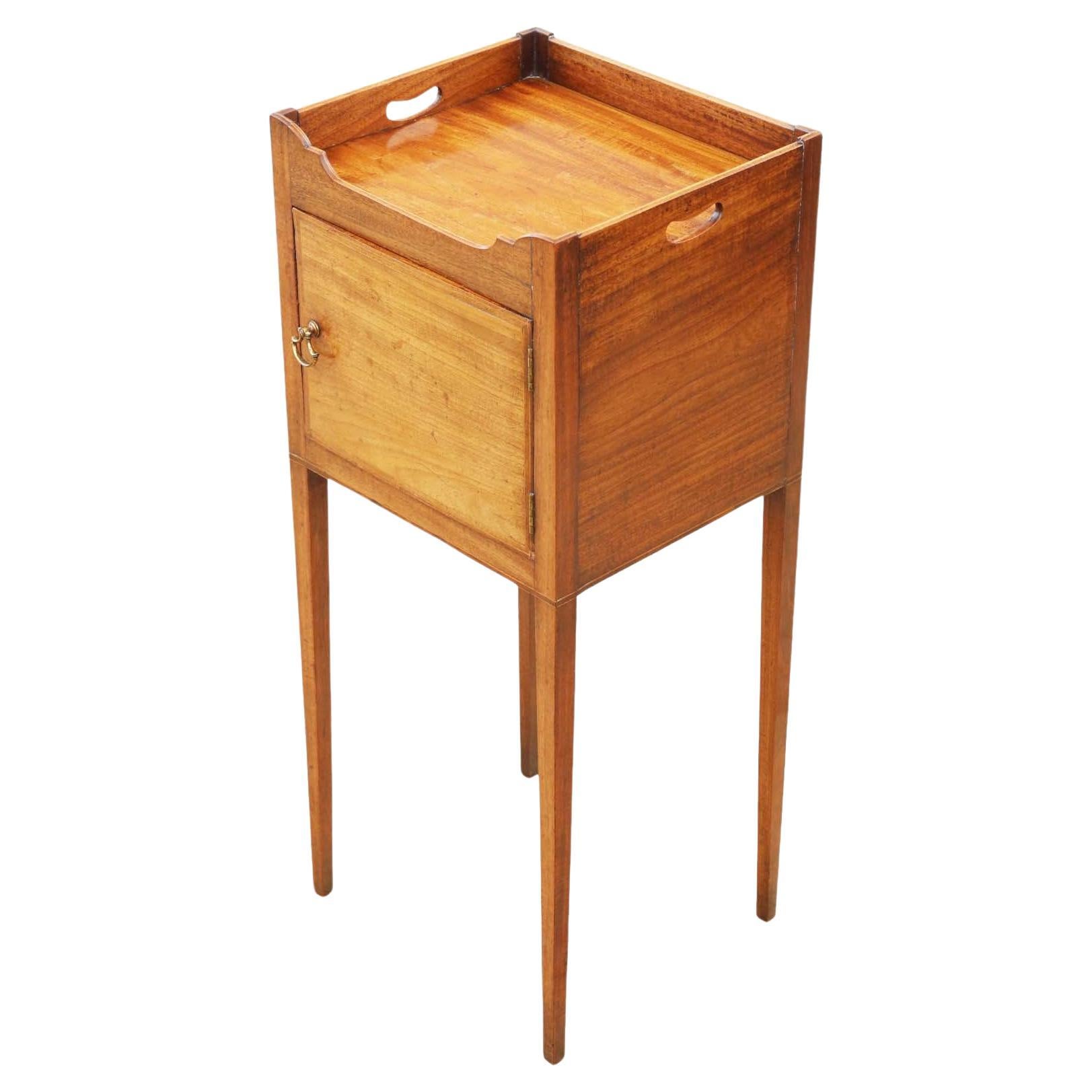 Antique 19th Century Tray Top Nightstand Washstand Bedside Mahogany  Table