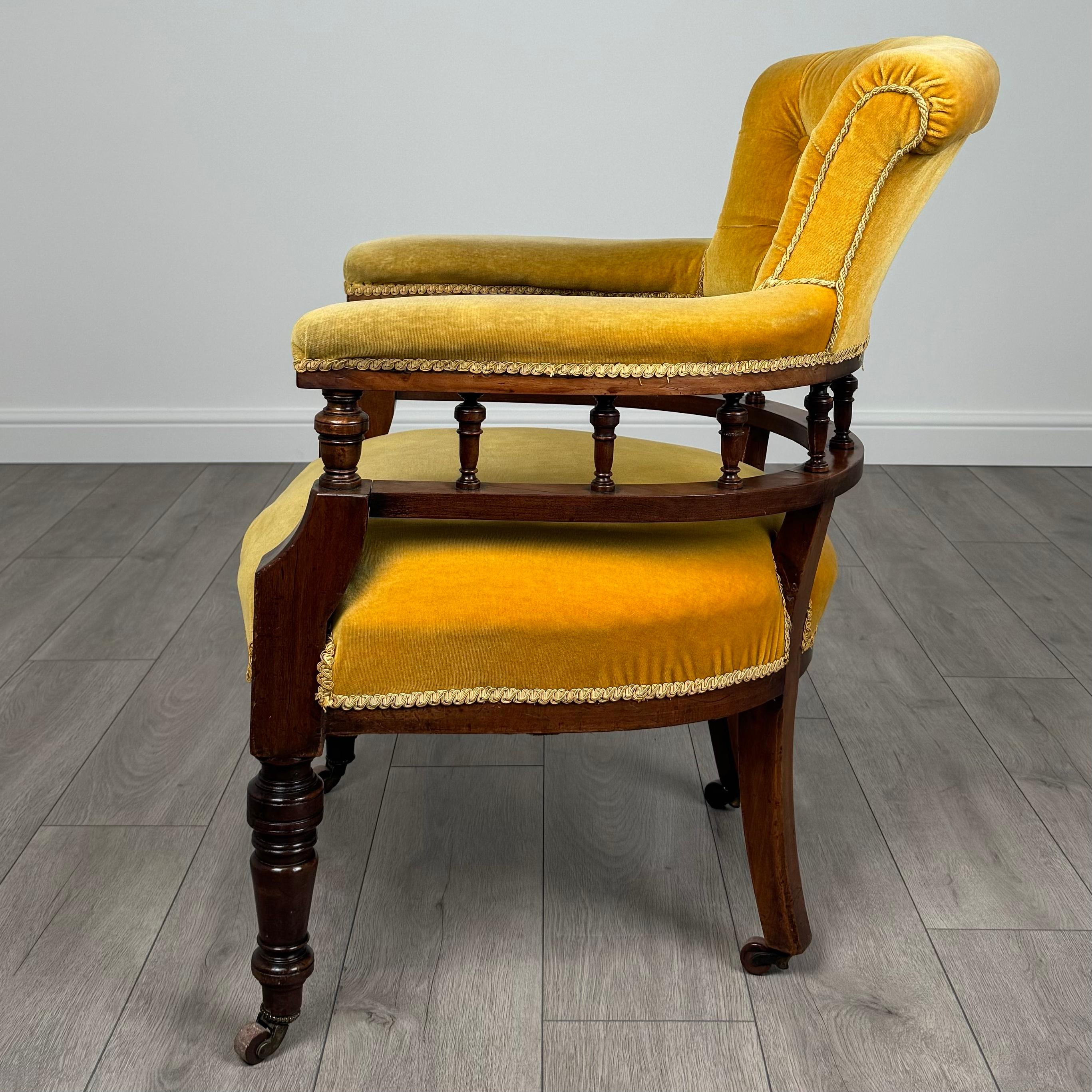 Victorian Antique 19th Century Tub Chair / Armchair In Mahogany ( REF AF-3538 )