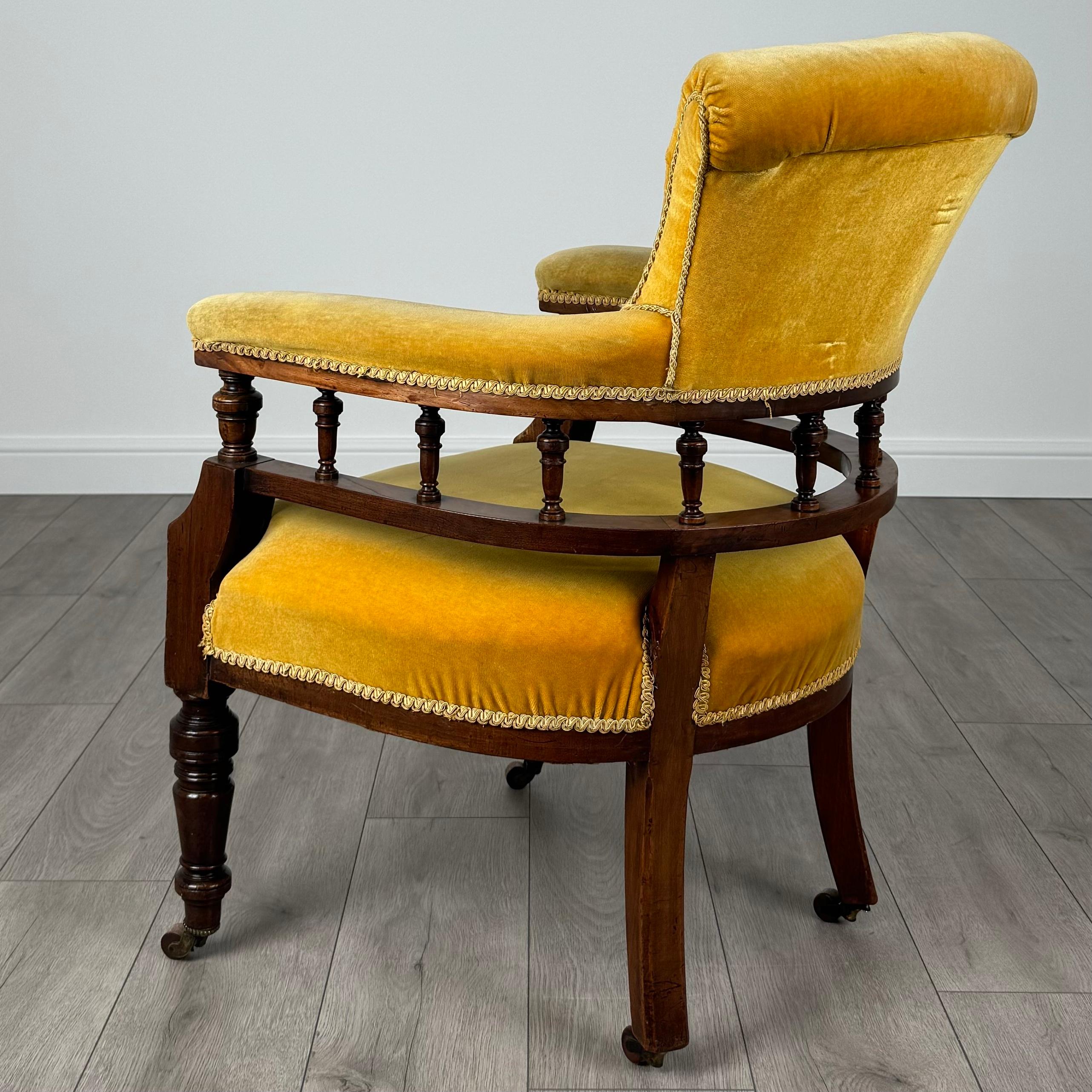 English Antique 19th Century Tub Chair / Armchair In Mahogany ( REF AF-3538 )