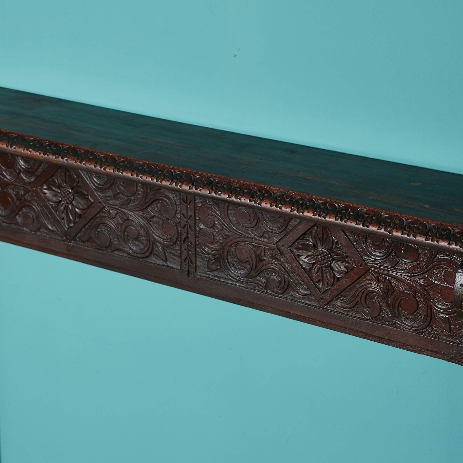 Antique 19th century Tudor Style Carved Oak Fireplace In Fair Condition For Sale In Wormelow, Herefordshire