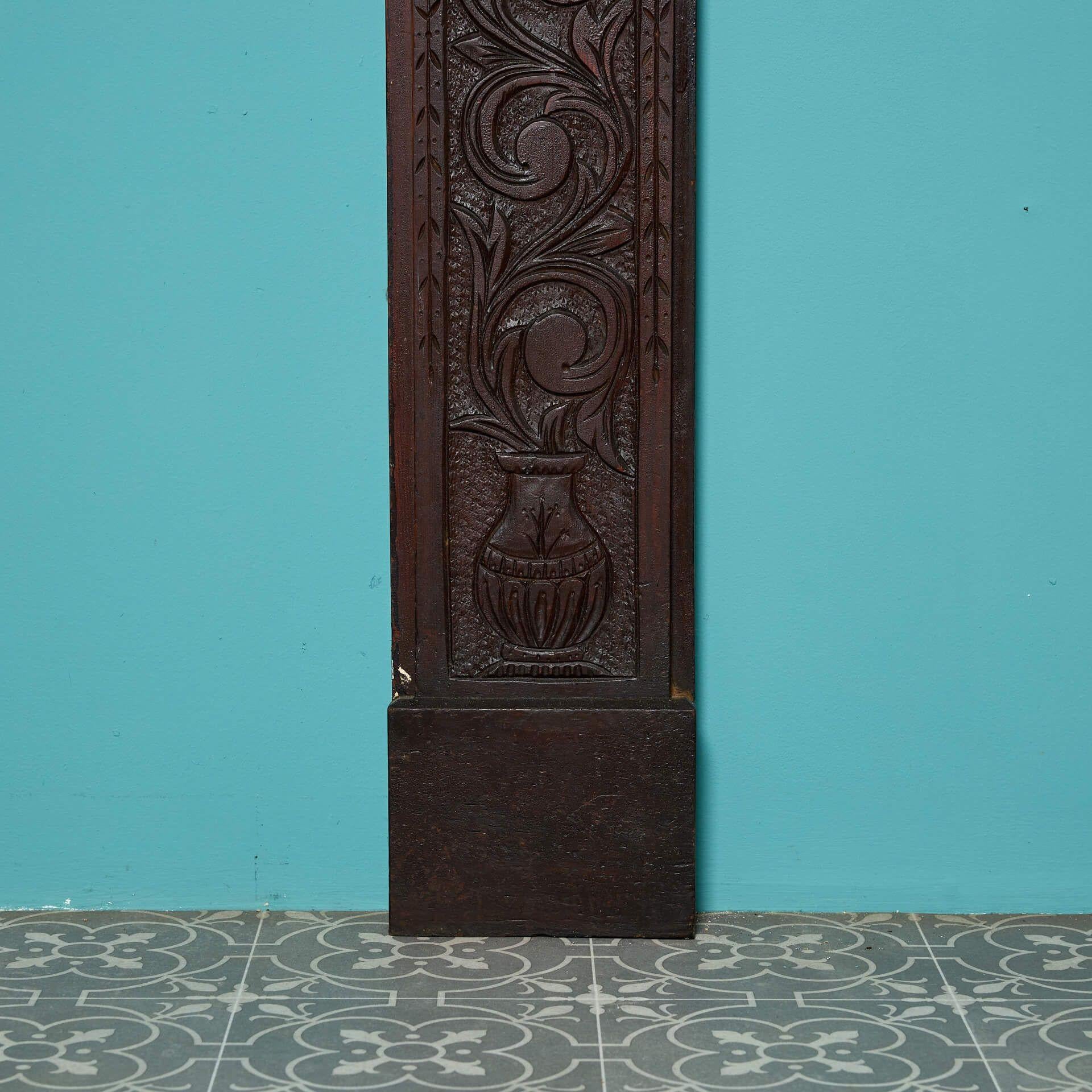 19th Century Antique 19th century Tudor Style Carved Oak Fireplace For Sale