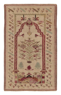 Antique 19th Century Turkish Ghiordes Rug with Bold Pictorials - Rug & Kilim