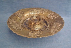 Antique 19th century Turkish Ottoman Gilt Copper Alloy Tombak Islamic Basin