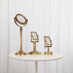 Antique 19th Century Vanity Brass Mirror Set by Jules Duboscq & Dugretet, Paris