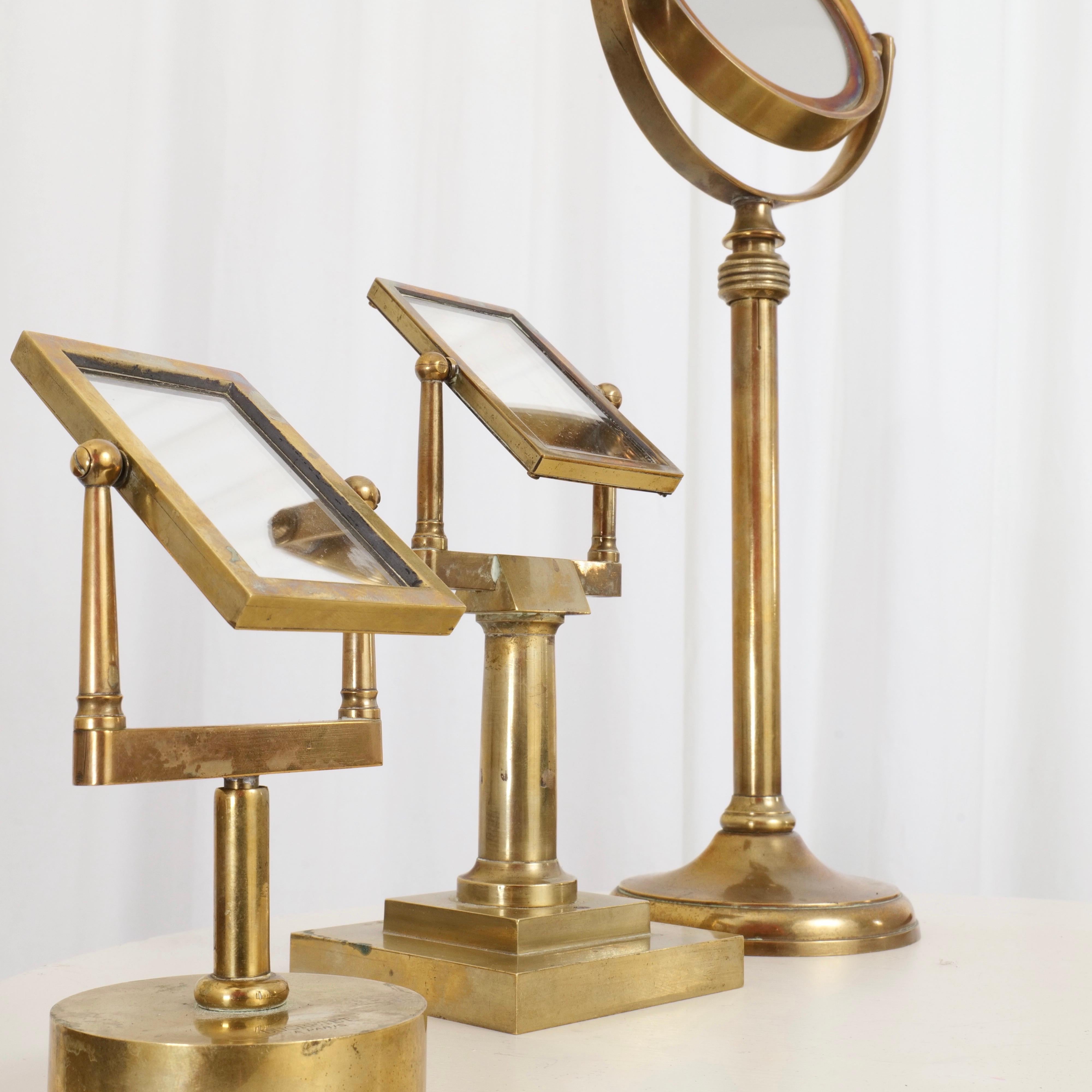 18th Century and Earlier Antique 19th Century Vanity Brass Mirror Set by Jules Duboscq & Dugretet, Paris