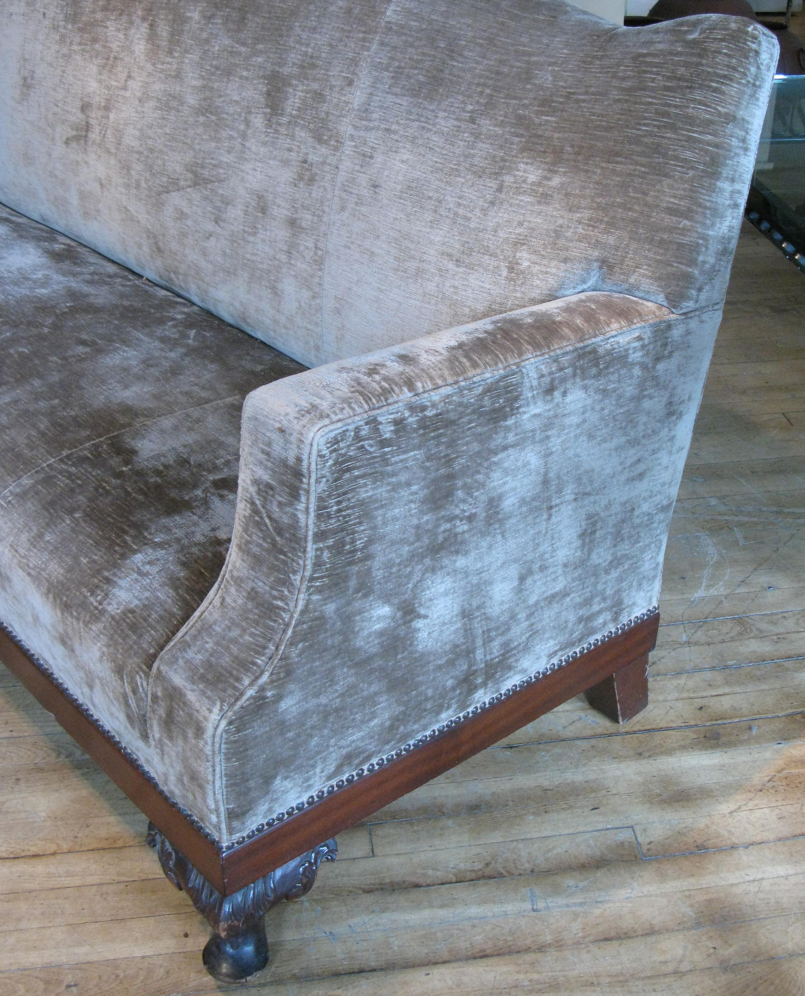 Antique 19th Century Velvet Sofa In Good Condition In Hudson, NY