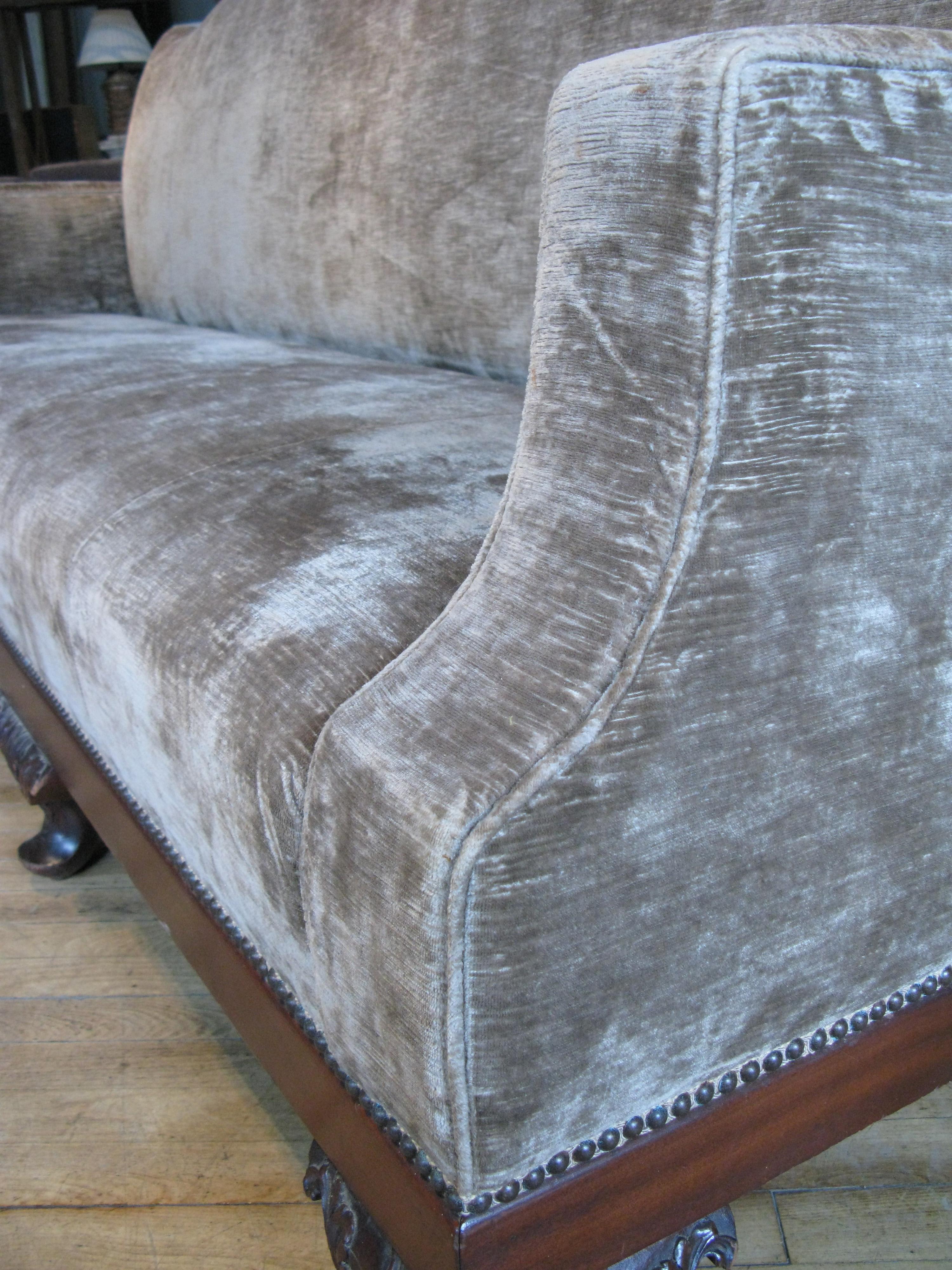 Antique 19th Century Velvet Sofa 1