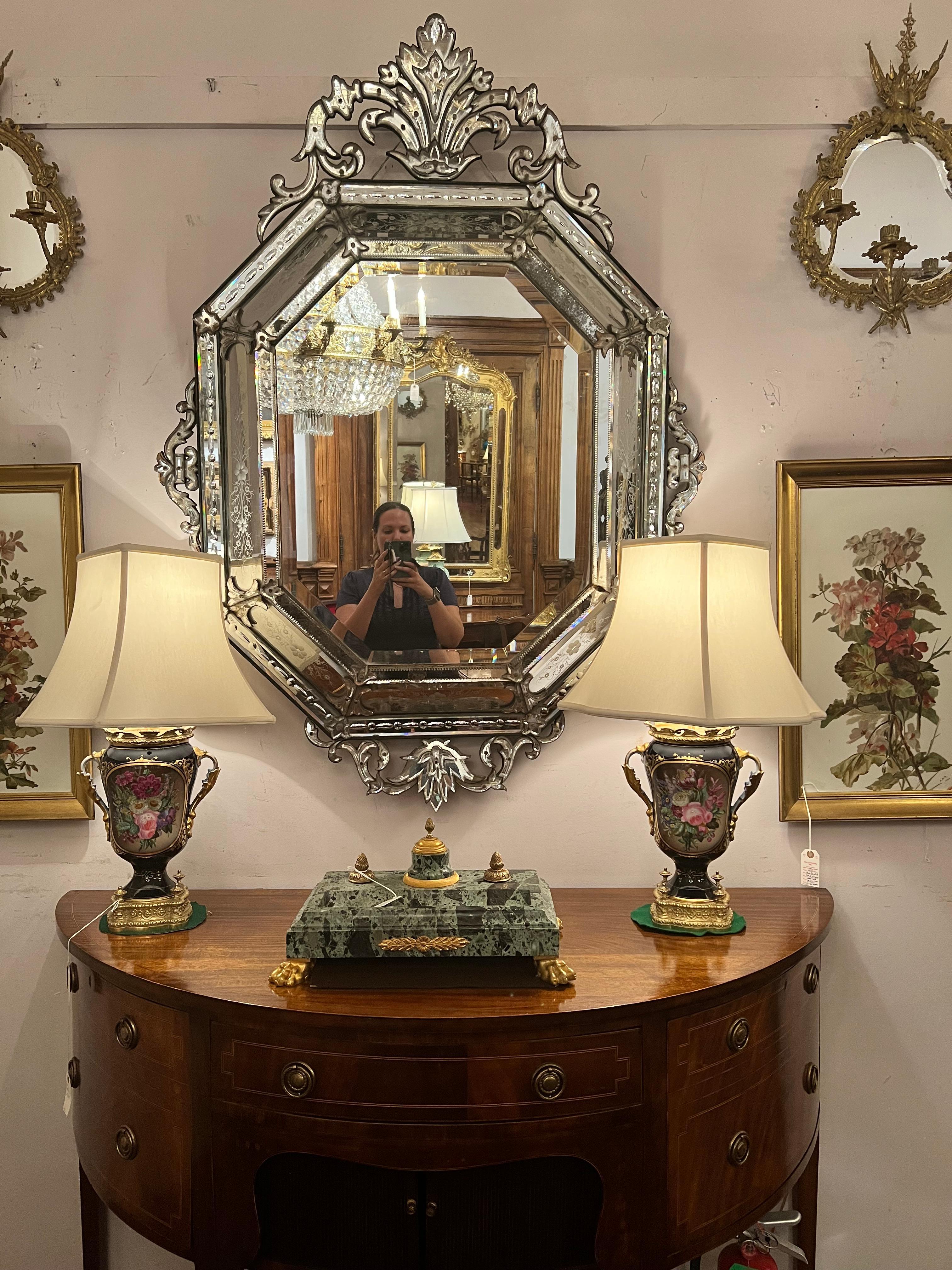 Antique 19th Century Venetian Glass Mirror For Sale 1