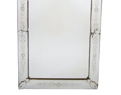 Antique 19th Century Venetian Murano Hand-Engraved Hanging Wall Mirror