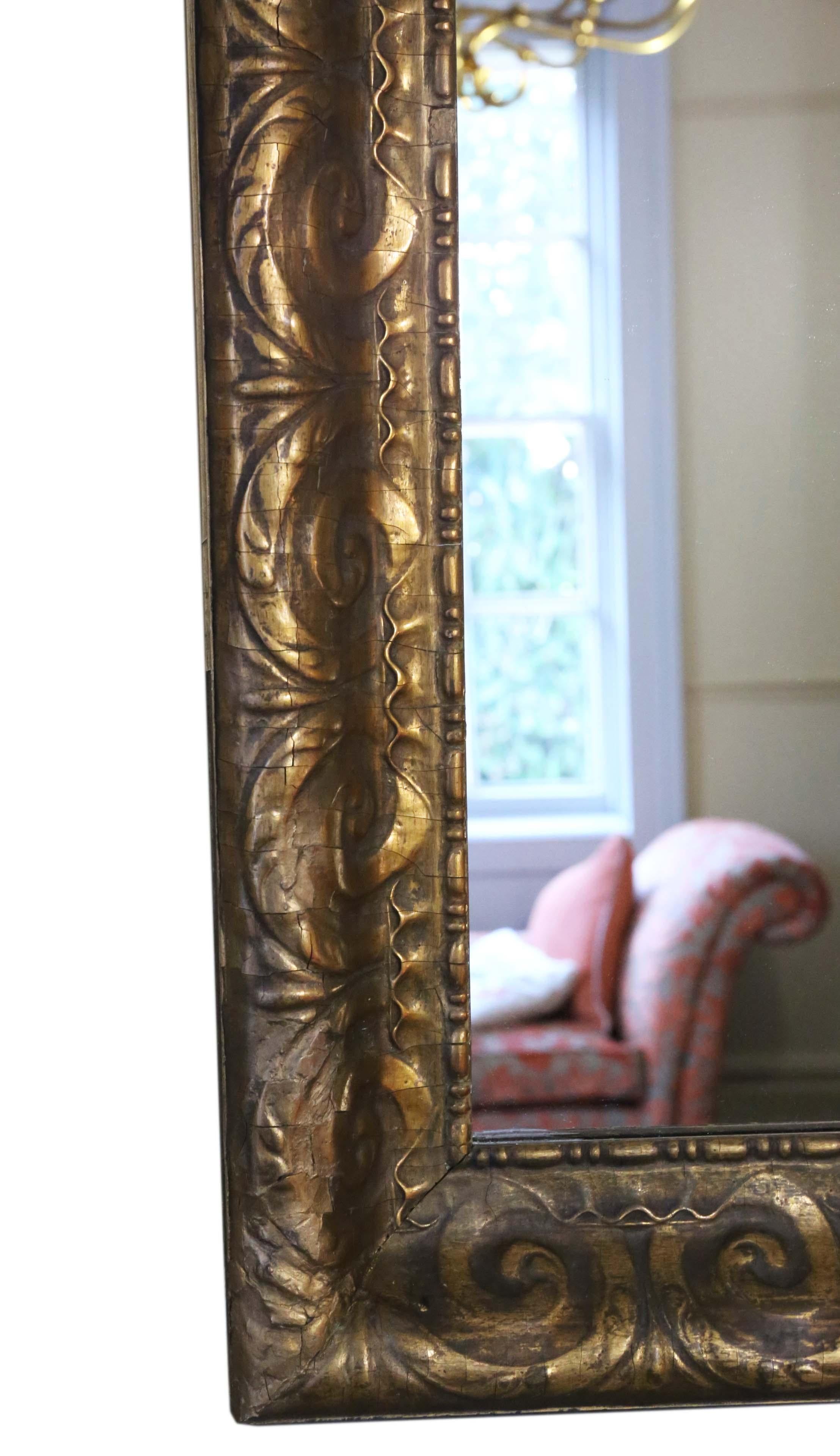 Antique 19th Century Very Large Gilt Wall Mirror Overmantle For Sale 2