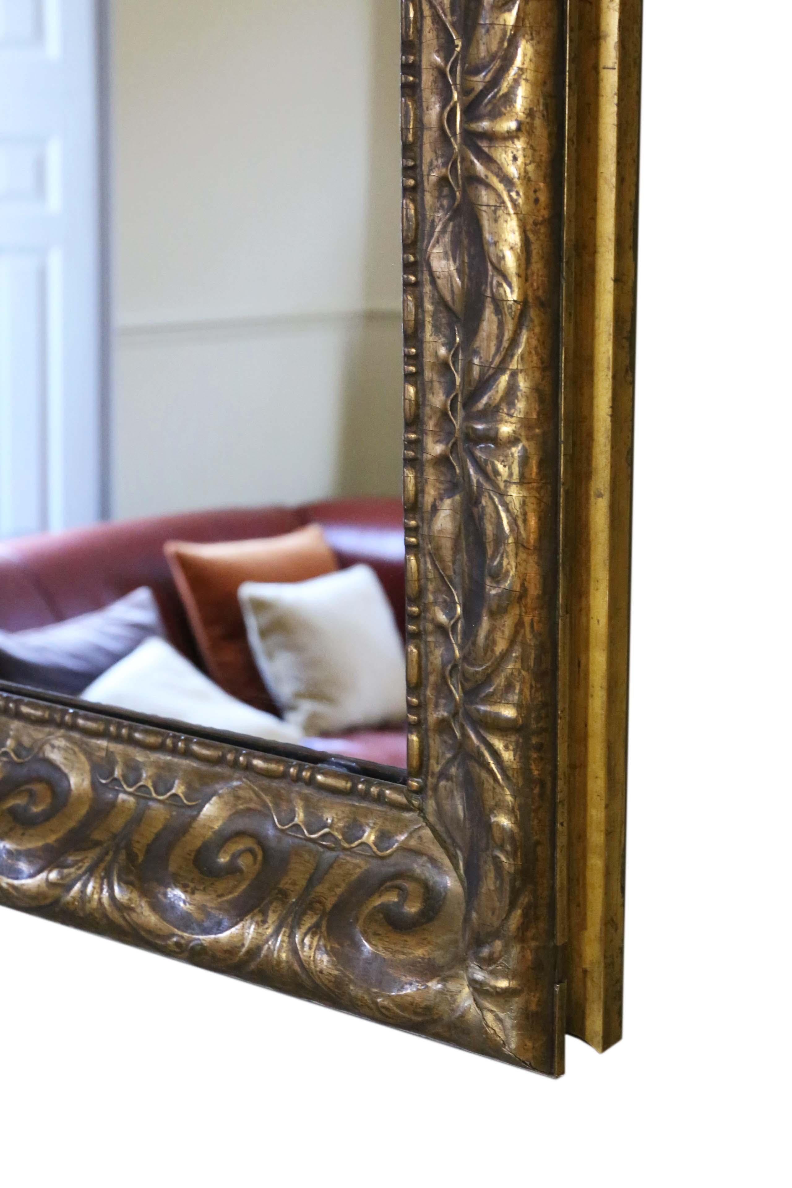 Antique 19th Century Very Large Gilt Wall Mirror Overmantle For Sale 3