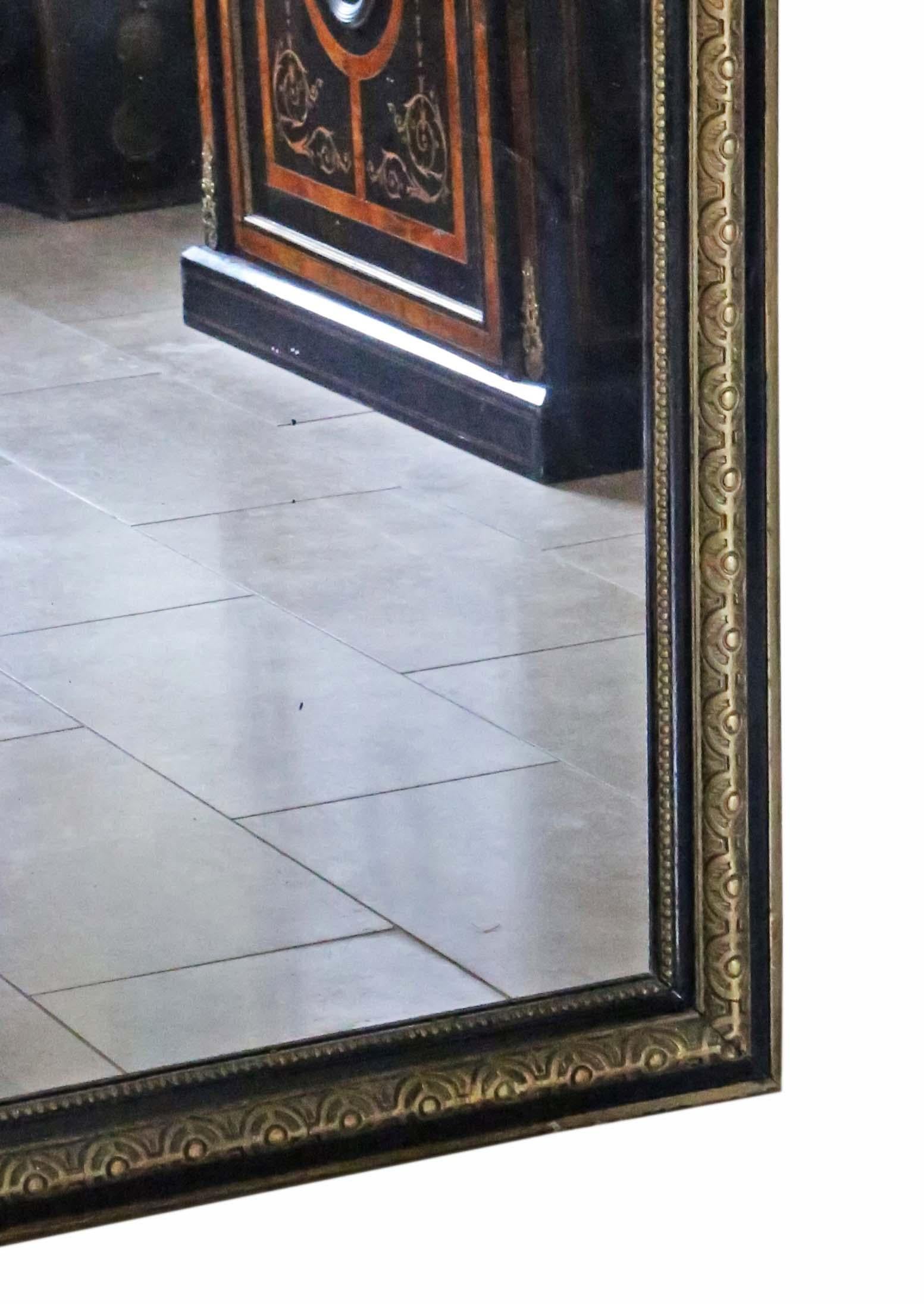 Glass Antique 19th Century Very Large Quality Ebonized and Gilt Floor Wall Mirror For Sale