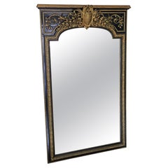 Antique 19th Century Very Large Quality Ebonised and Gilt Floor Wall Mirror
