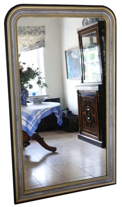 Antique 19th Century Very Large Quality Ebonised Silver Gilt Floor Wall Mirror
