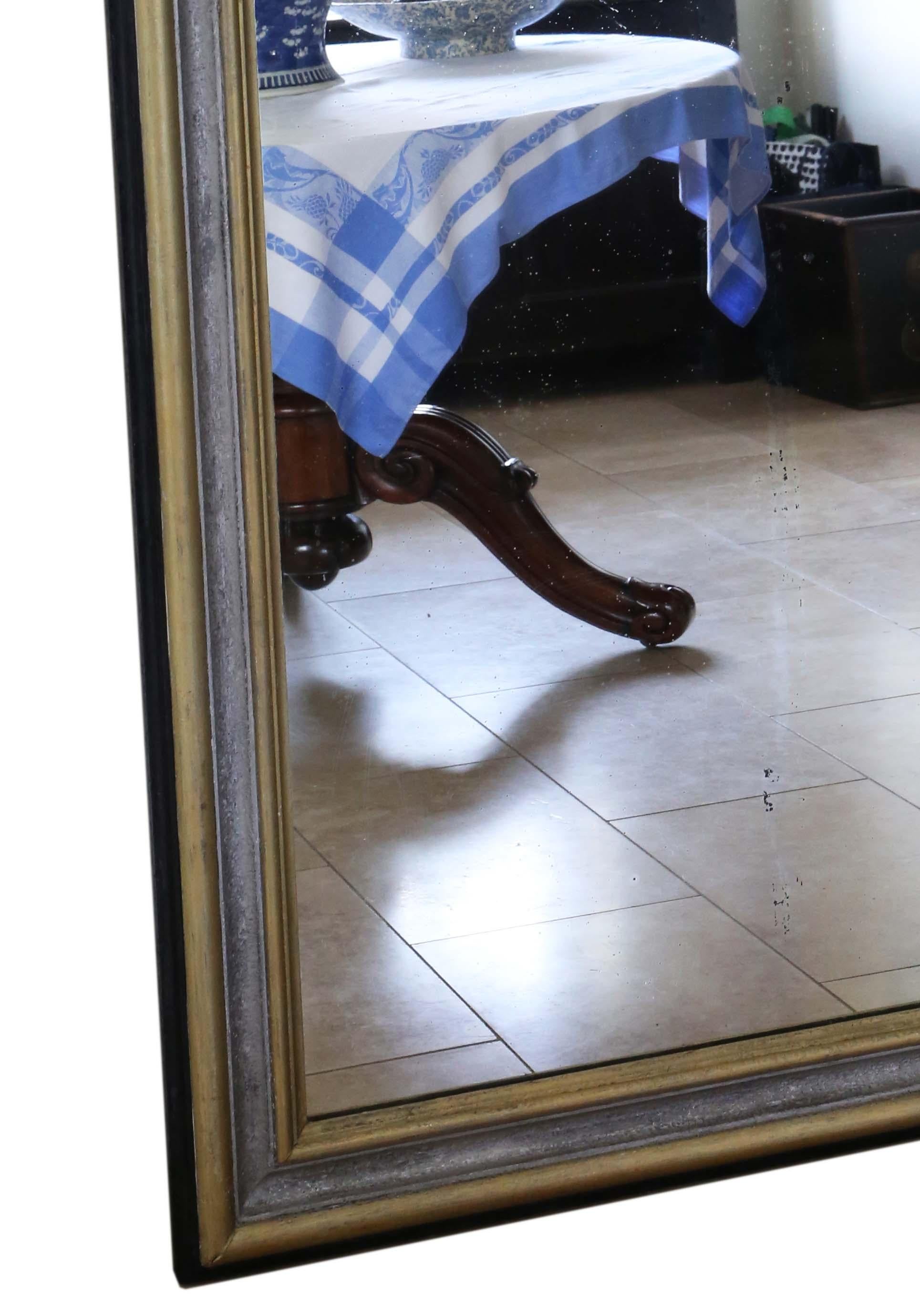 Miroir mural ancien du 19ème siècle de très grande qualité, en argent ébénisé et doré en vente 1