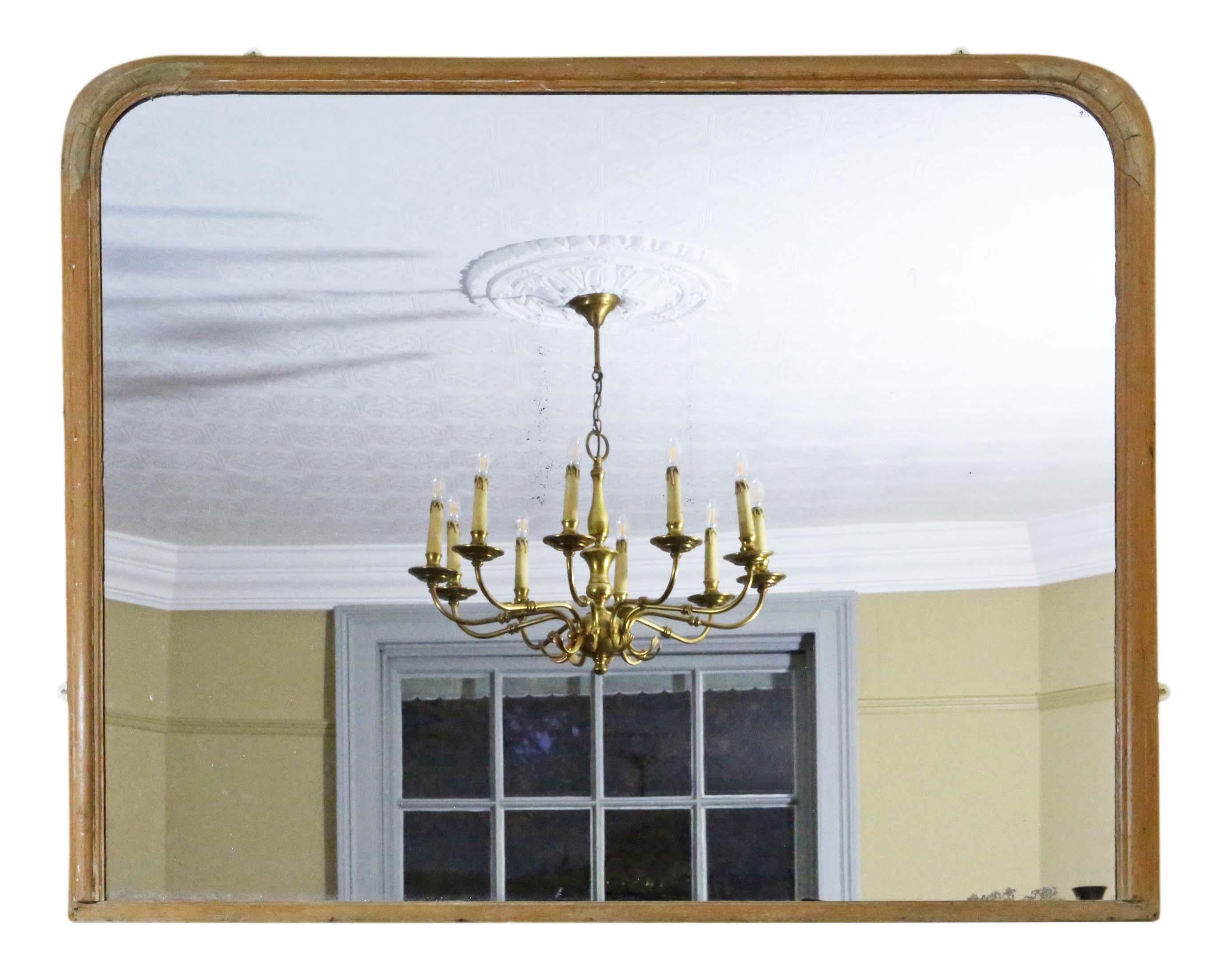 Antique quality 19th century very large pine wall mirror or overmantle. Much wider than most. 

An impressive rare find, that would look amazing in the right location. No loose joints.

The original glass has only light oxidation, age related