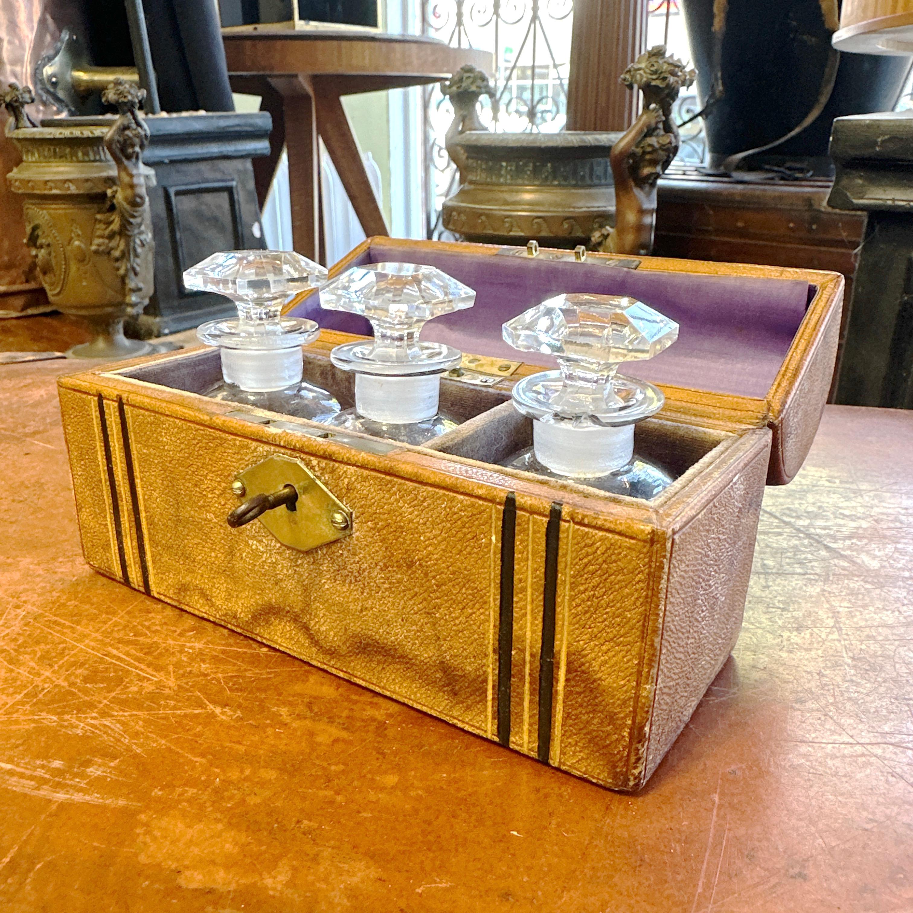 Here is a wonderful Antique Take Home Apothecary Jar Set with original box and locking key. This set is from WM. Jackson & Co. druggists who were local to Victoria BC. Dr. William Jackson, a physician at the Marine Hospital in Victoria West, opened