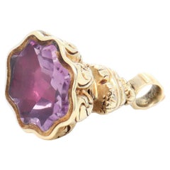Antique 19th Century Victorian 14K Gold & Amethyst Watch Fob
