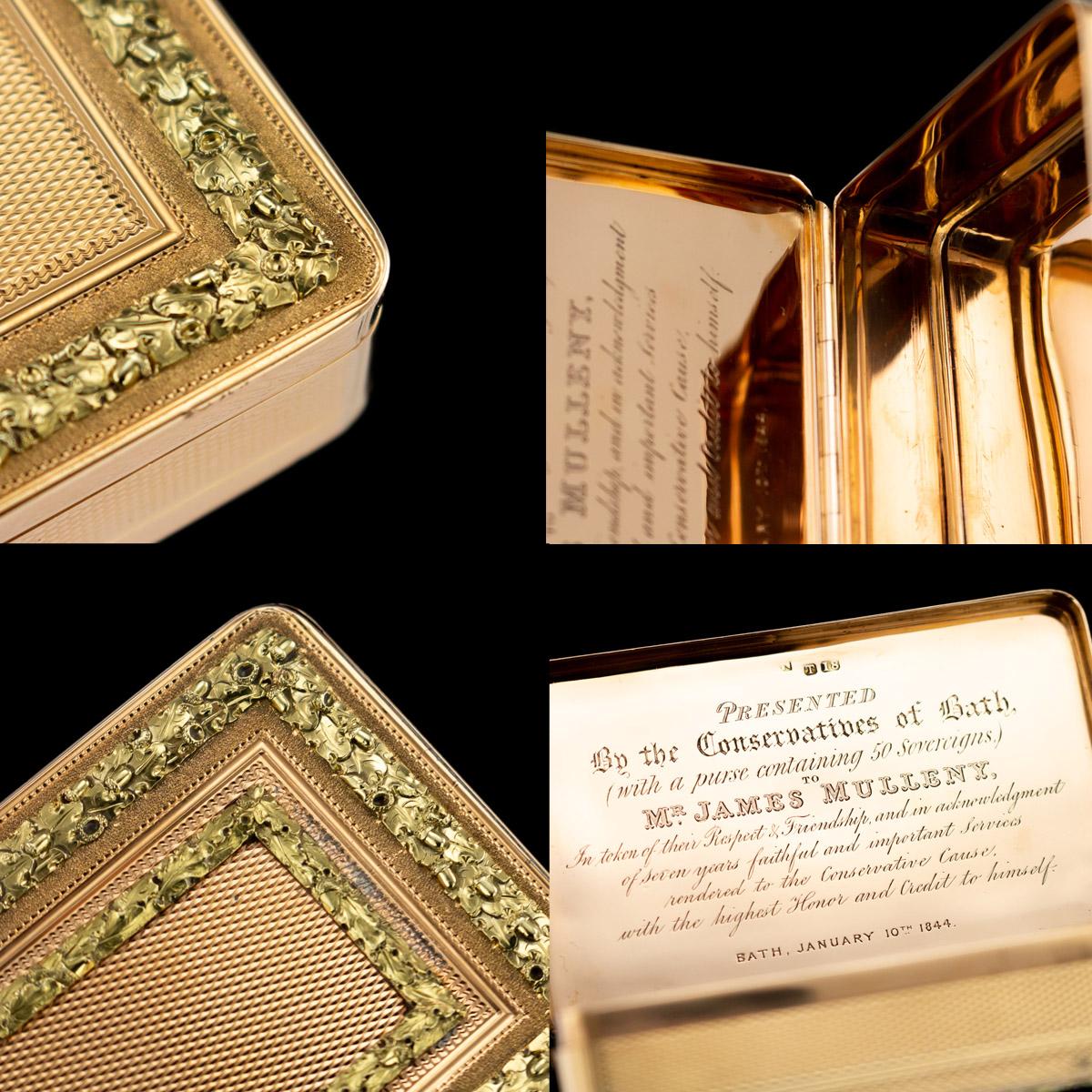 Antique 19th Century Victorian 18 Karat Two-Color Gold Snuff Box, London 6