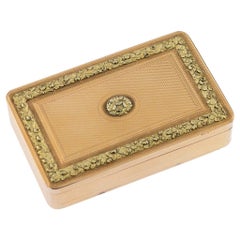 Antique 19th Century Victorian 18 Karat Two-Color Gold Snuff Box, London