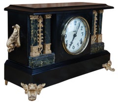 Antike viktorianische 8 Tage Ingraham-Kaminuhr mit Säulen aus dem 19. Jahrhundert