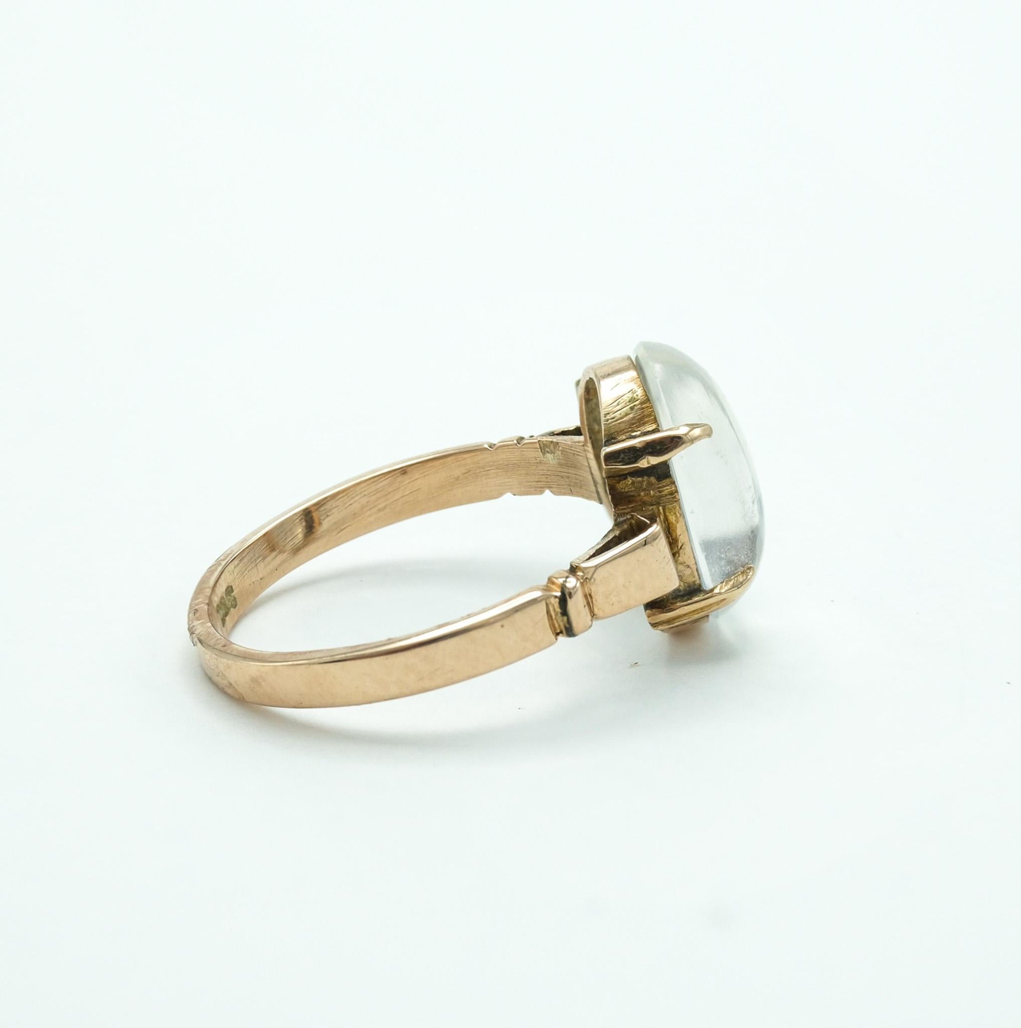 Women's Antique 19th Century Victorian 9 Karat Rose Gold Moonstone Ring