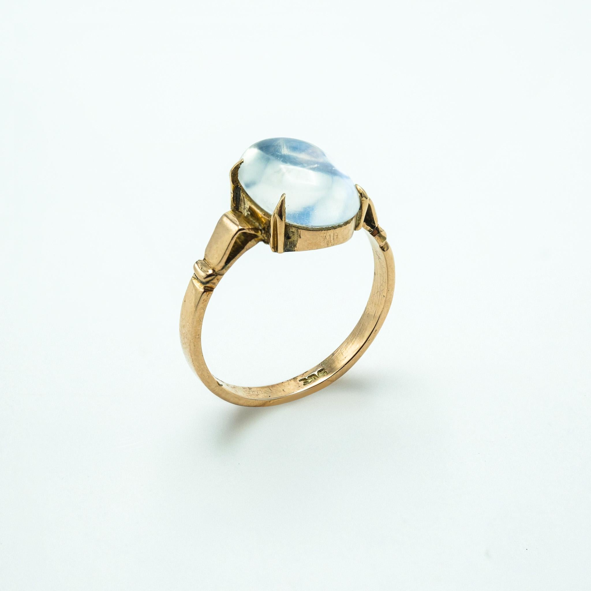 Antique 19th Century Victorian 9 Karat Rose Gold Moonstone Ring 1