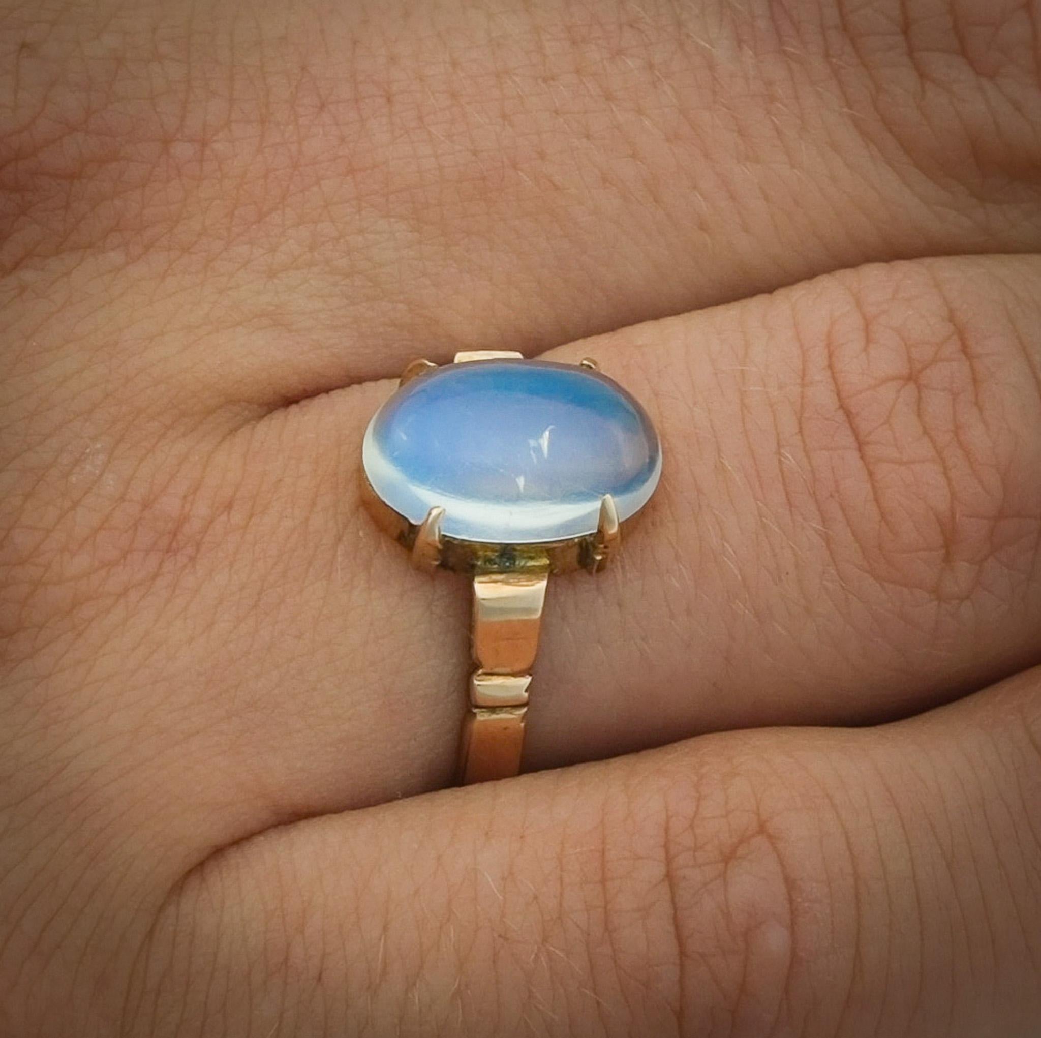 Antique 19th Century Victorian 9 Karat Rose Gold Moonstone Ring 3