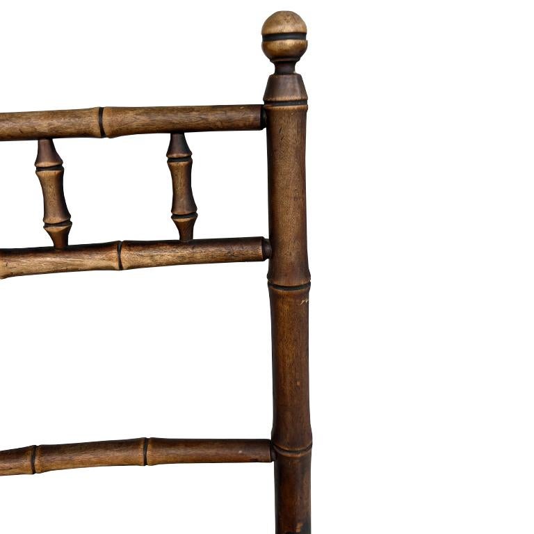 Antique 19th Century Victorian Bamboo-Style Rocking Chair with Needlepoint Seat For Sale 5