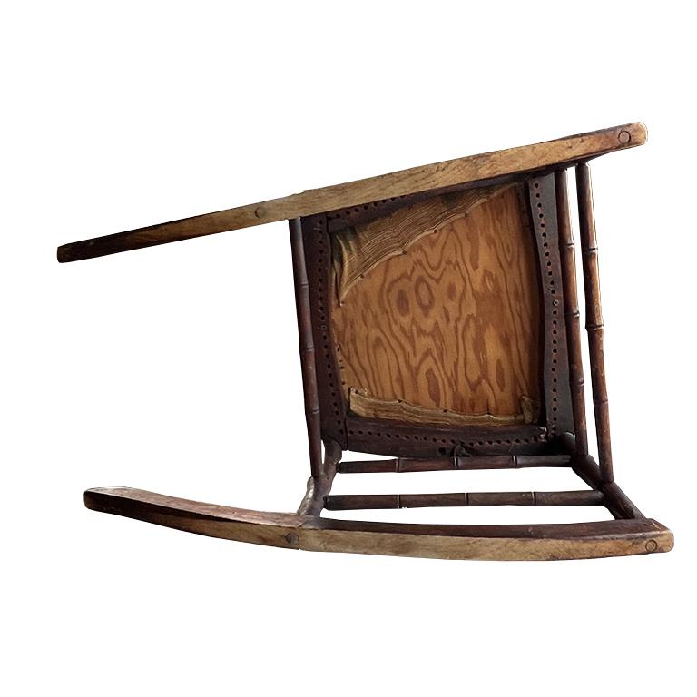 Antique 19th Century Victorian Bamboo-Style Rocking Chair with Needlepoint Seat For Sale 6